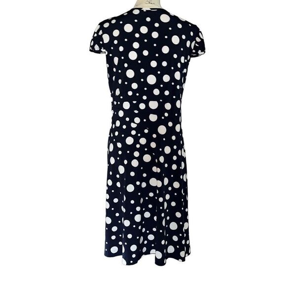 Dorby navy white polka dot faux wrap dress 12P - Picture 5 of 7
